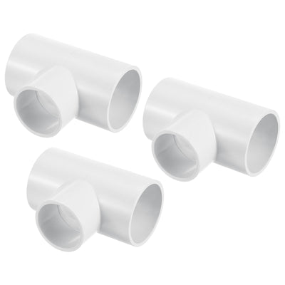 Harfington 1 1/2" x 1 1/4" 3 Way Tee Pipe Fittings UPVC, 3 Pack Joint Coupling Pipe, White