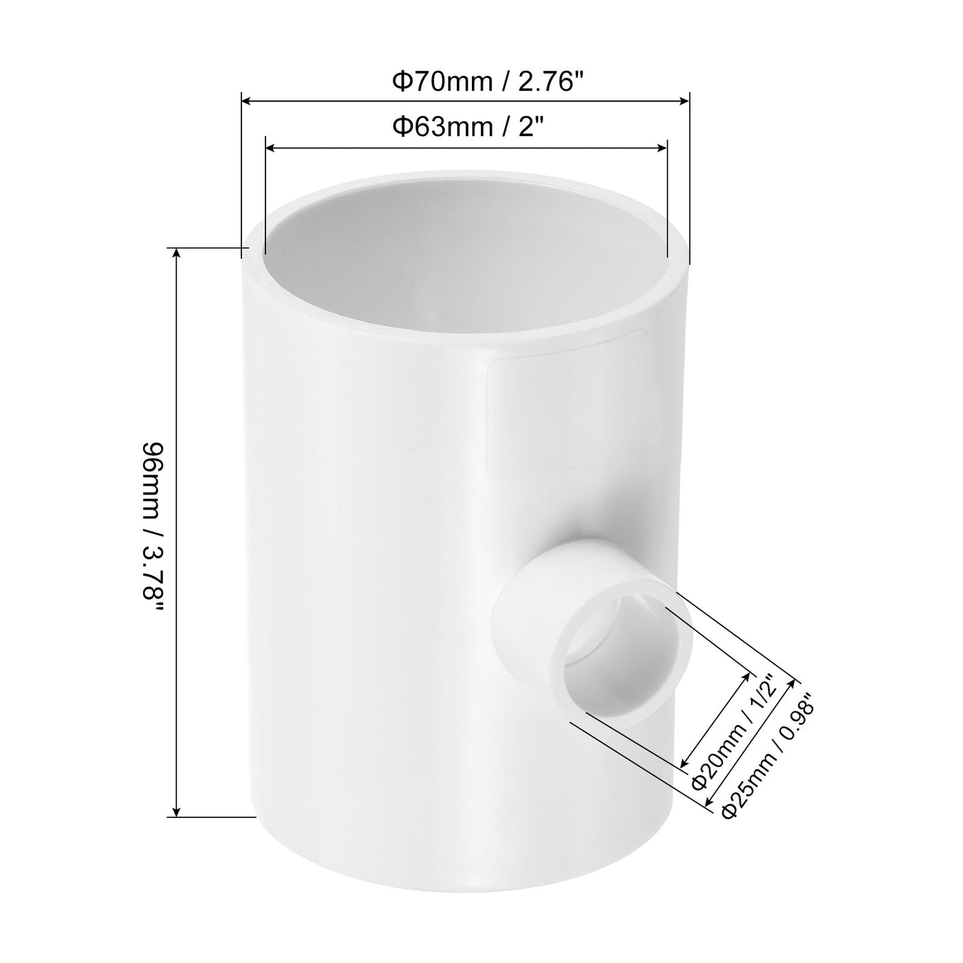 Harfington 2"x1/2" 3 Weg T-Stück Rohrverbinder UPVC Gelenk Kupplung Leitung Adapter für Leitung Anschluss Weiß