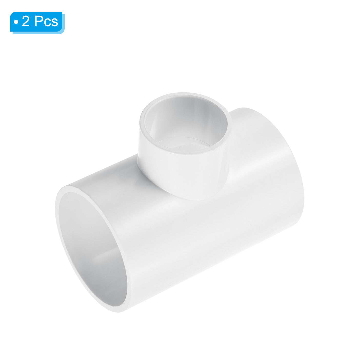 Harfington 2" x 1 1/4" 3 Way Tee Pipe Fittings UPVC, 2 Pack Joint Coupling Pipe, White