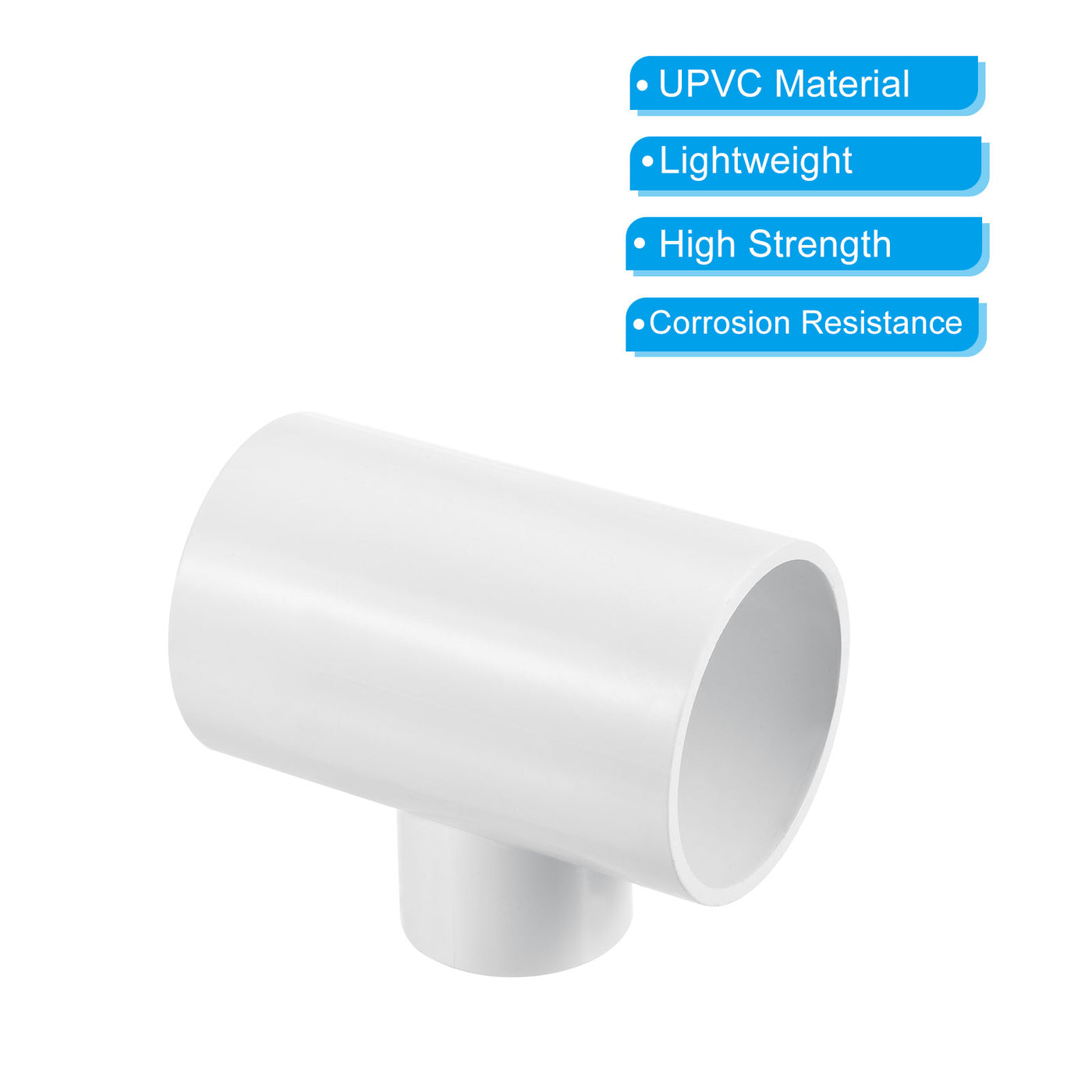 Harfington 2" x 1 1/4" 3 Way Tee Pipe Fittings UPVC, 2 Pack Joint Coupling Pipe, White