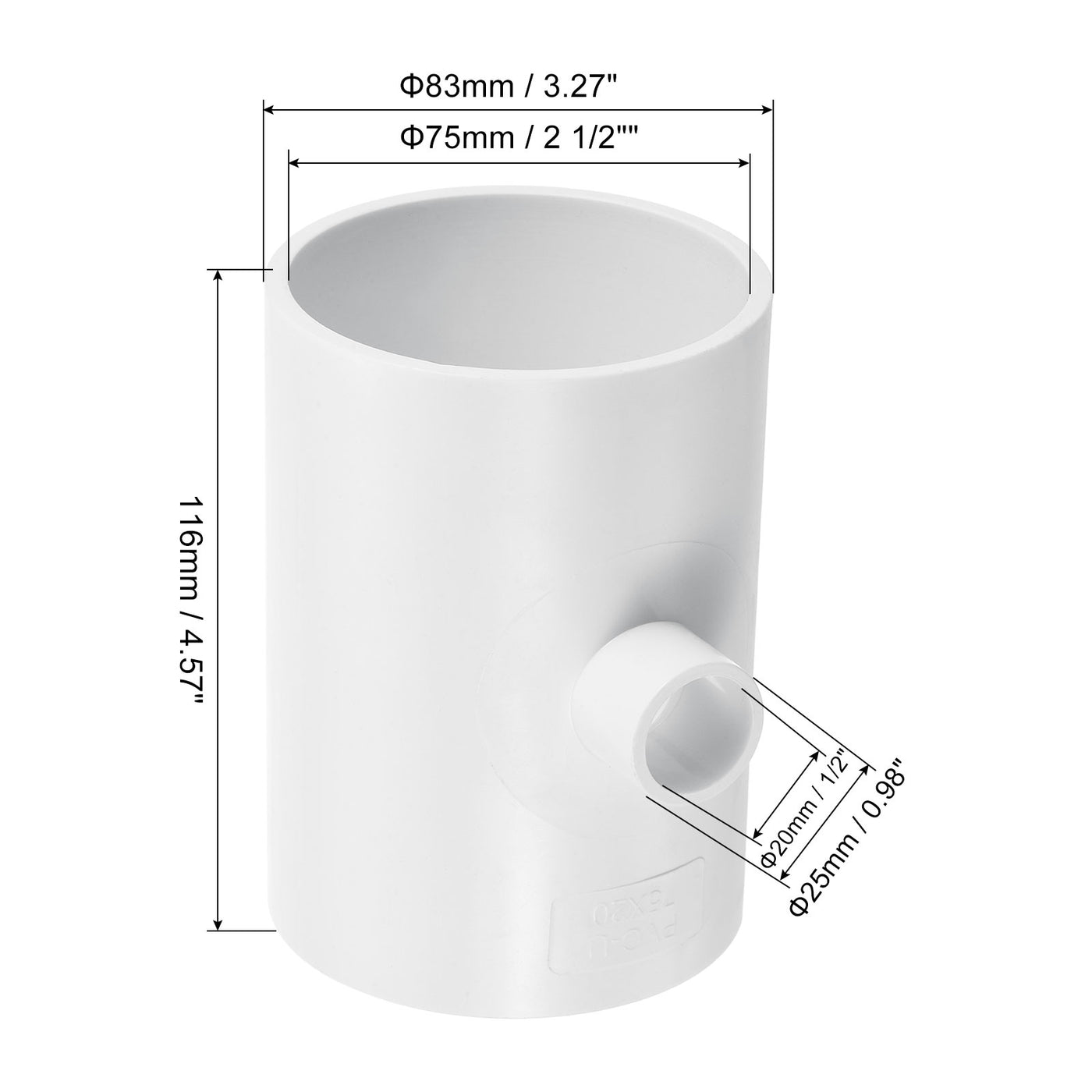 Harfington 2 1/2"x1/2" 3 Weg T-Stück Rohrverbinder UPVC Gelenk Kupplung Leitung Adapter für Leitung Anschluss Weiß