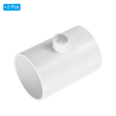 Harfington 2 1/2" x 1/2" 3 Way Tee Pipe Fittings UPVC, 2 Pack Joint Coupling Pipe, White