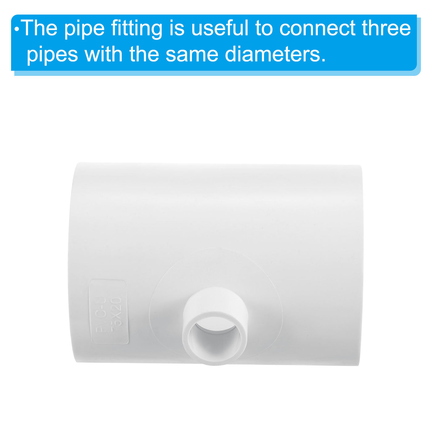 Harfington 2 1/2" x 1/2" 3 Way Tee Pipe Fittings UPVC, 2 Pack Joint Coupling Pipe, White