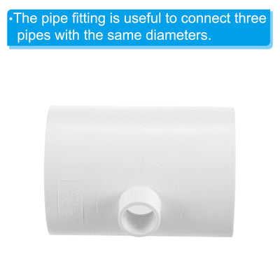 Harfington 2 1/2" x 1/2" 3 Way Tee Pipe Fittings UPVC, 2 Pack Joint Coupling Pipe, White