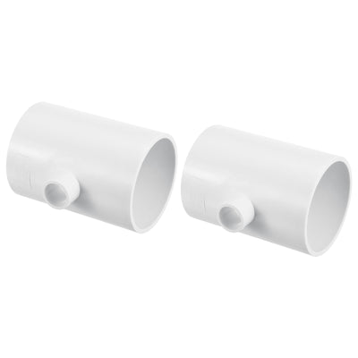 Harfington 2 1/2" x 1/2" 3 Way Tee Pipe Fittings UPVC, 2 Pack Joint Coupling Pipe, White