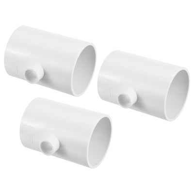 Harfington 2 1/2" x 1/2" 3 Way Tee Pipe Fittings UPVC, 3 Pack Joint Coupling Pipe, White