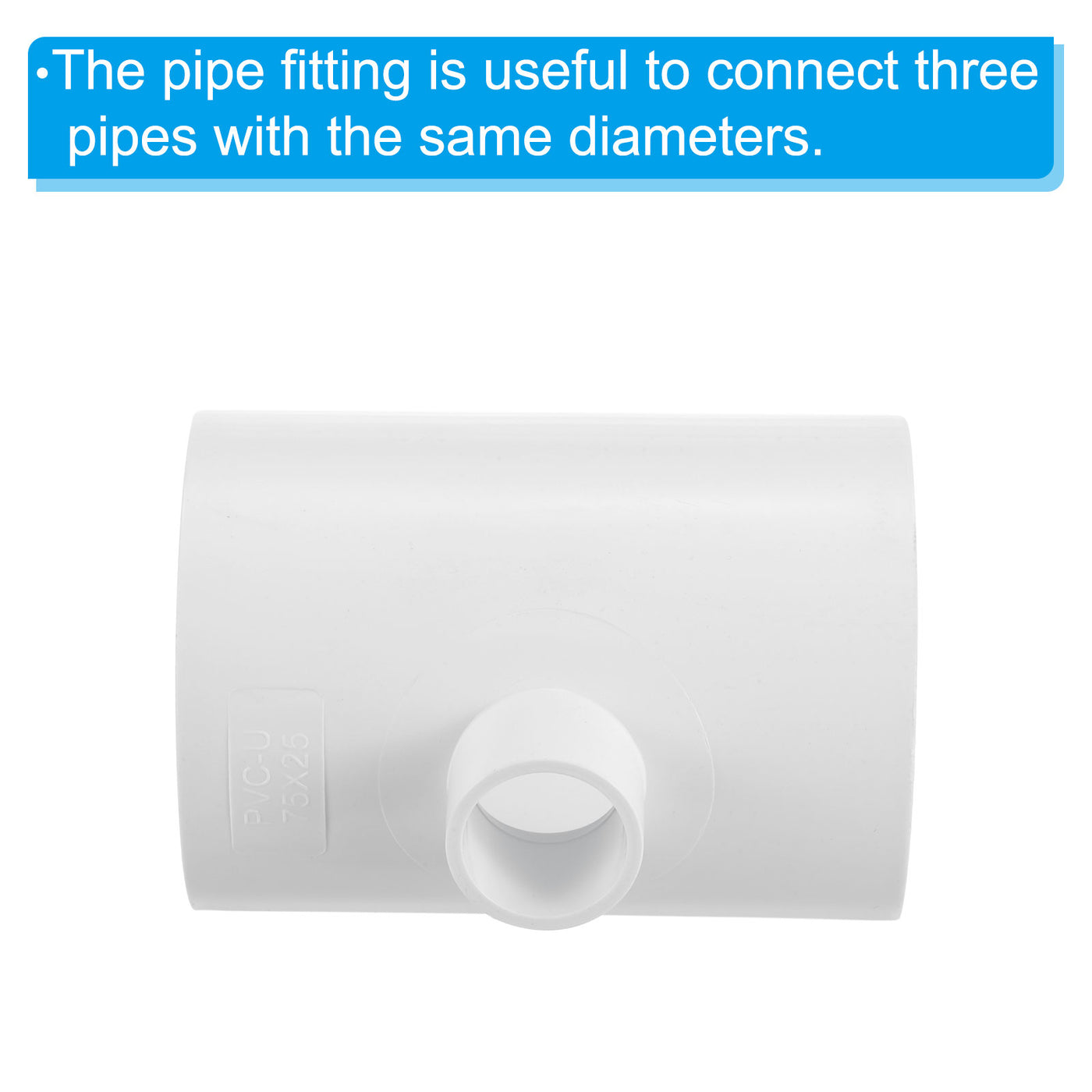 Harfington 2 1/2" x 3/4" 3 Way Tee Pipe Fittings UPVC, 3 Pack Joint Coupling Pipe, White