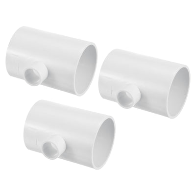 Harfington 2 1/2" x 3/4" 3 Way Tee Pipe Fittings UPVC, 3 Pack Joint Coupling Pipe, White