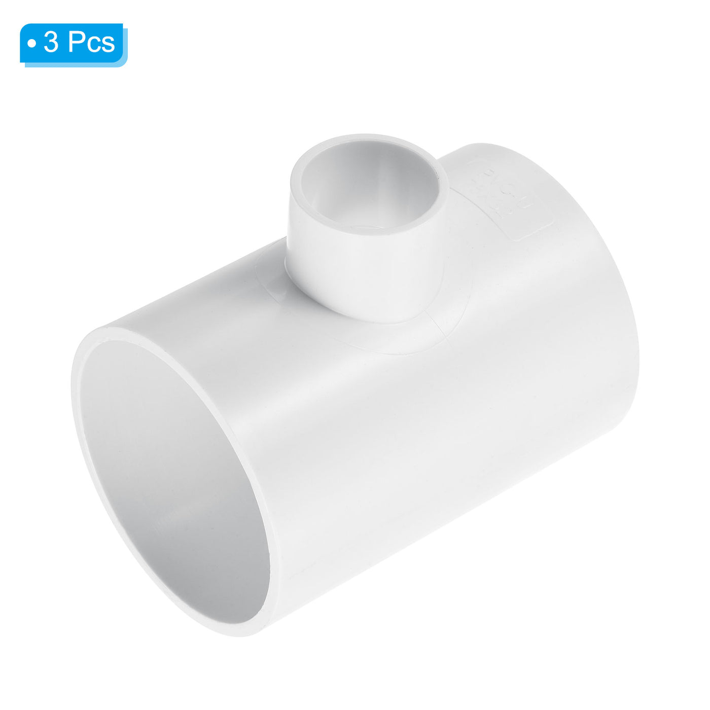 Harfington 2 1/2" x 1" 3 Way Tee Pipe Fittings UPVC, 3 Pack Joint Coupling Pipe, White