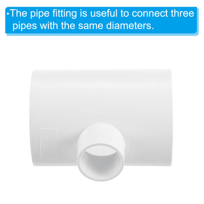 Harfington 2 1/2" x 1" 3 Way Tee Pipe Fittings UPVC, 3 Pack Joint Coupling Pipe, White