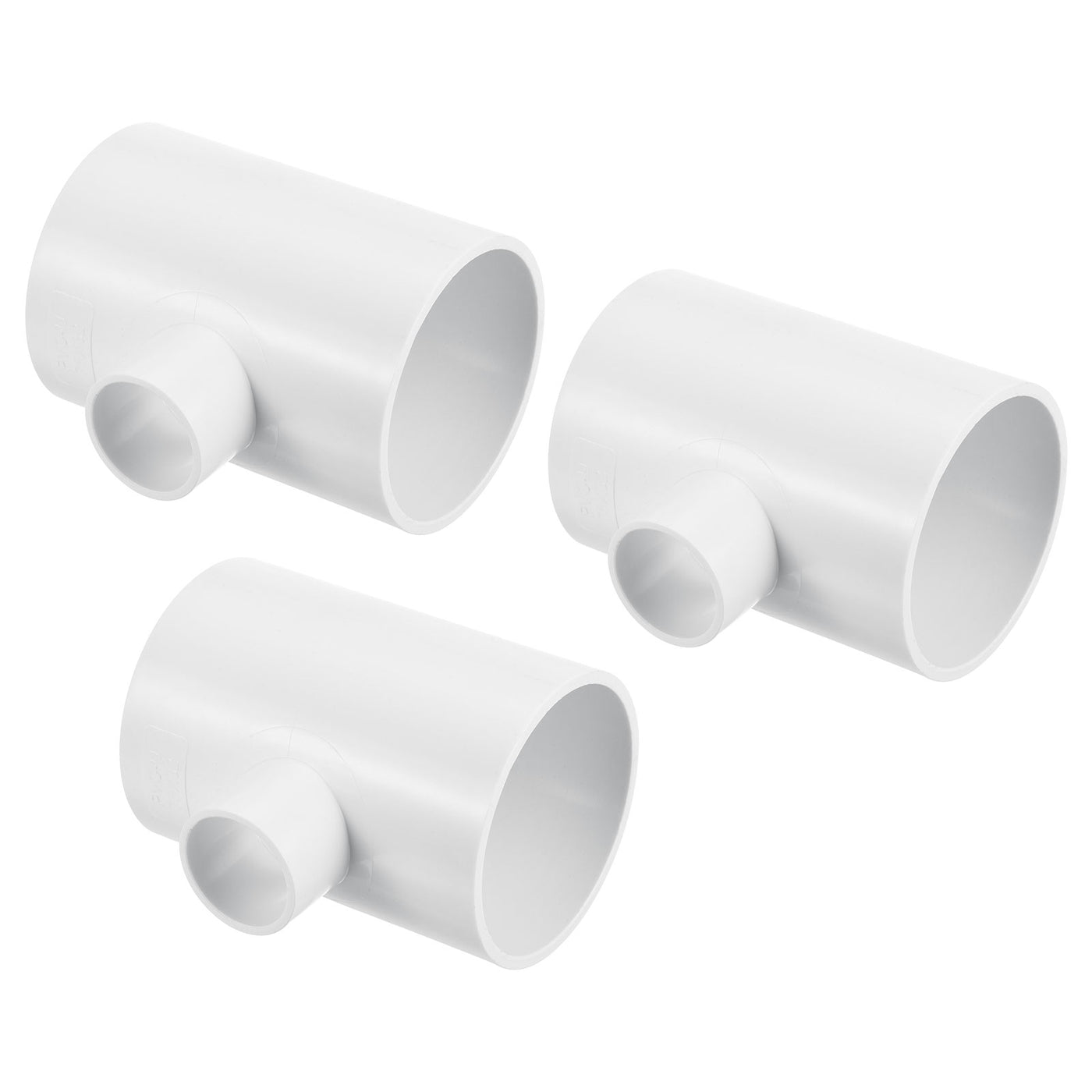 Harfington 2 1/2" x 1" 3 Way Tee Pipe Fittings UPVC, 3 Pack Joint Coupling Pipe, White