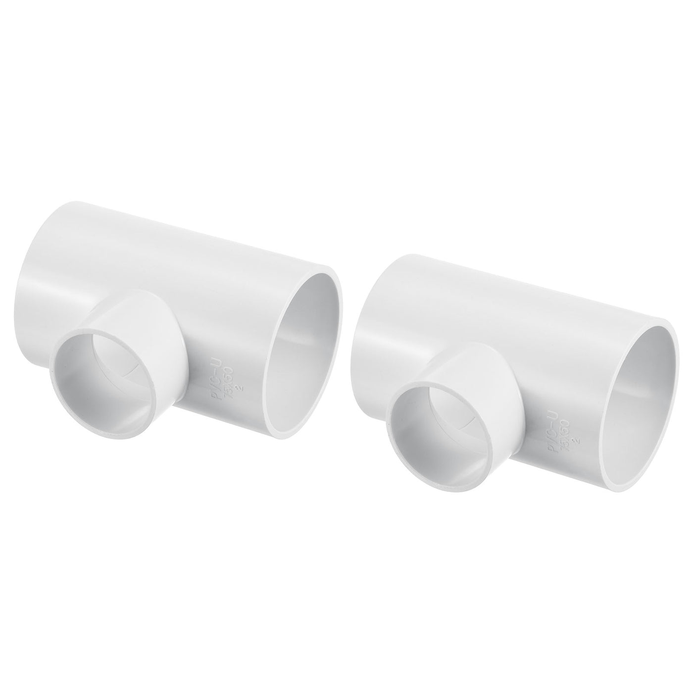 Harfington 2 1/2" x 1 1/2" 3 Way Tee Pipe Fittings UPVC, 2 Pack Joint Coupling Pipe, White