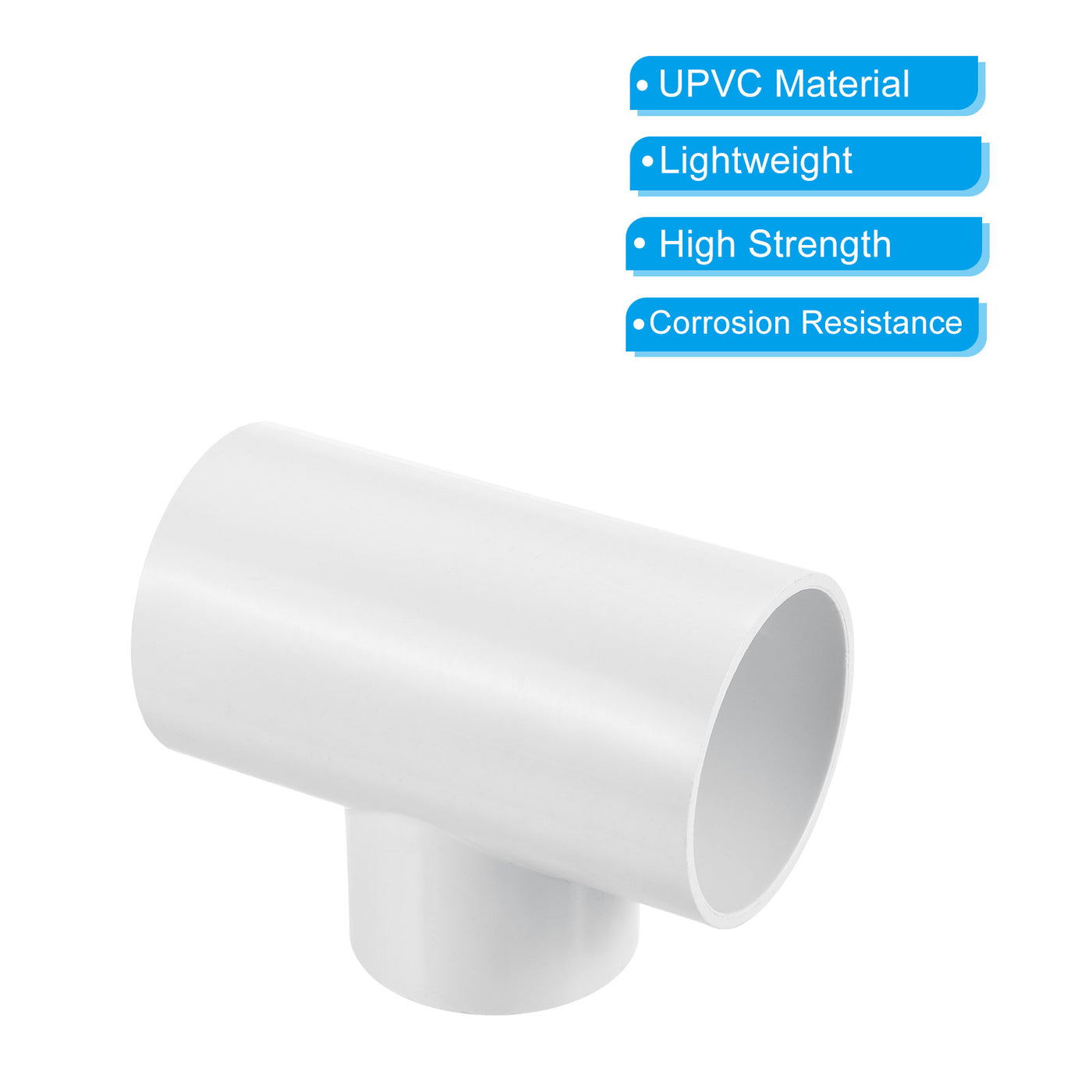 Harfington 2 1/2" x 2" 3 Way Tee Pipe Fittings UPVC, 3 Pack Joint Coupling Pipe, White