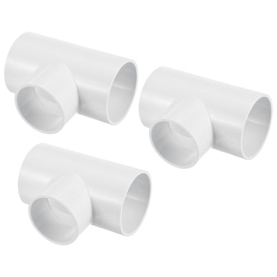 Harfington 2 1/2" x 2" 3 Way Tee Pipe Fittings UPVC, 3 Pack Joint Coupling Pipe, White