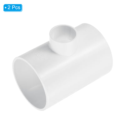 Harfington 3" x 1 1/4" 3 Way Tee Pipe Fittings UPVC, 2 Pack Joint Coupling Pipe, White