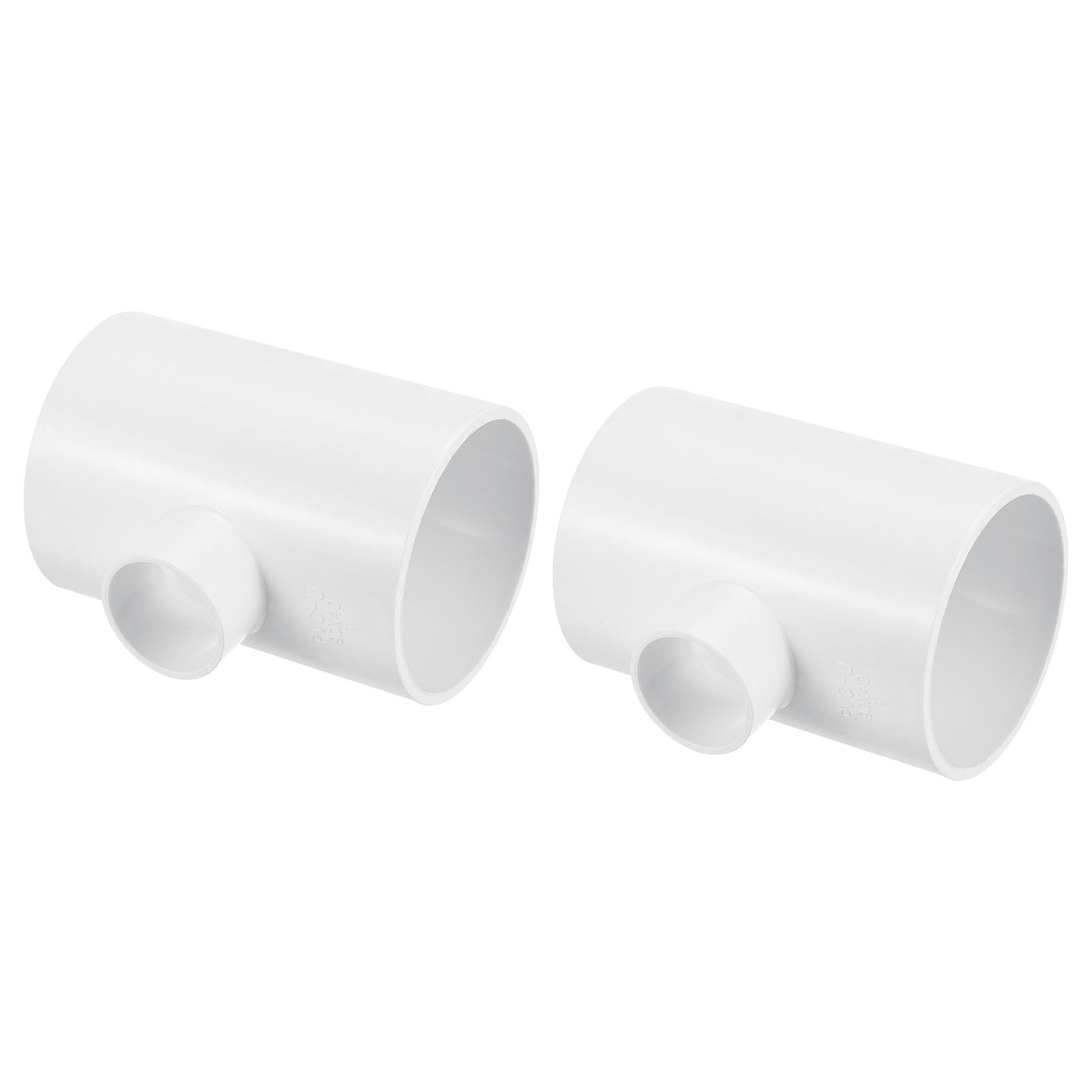 Harfington 3" x 1 1/4" 3 Way Tee Pipe Fittings UPVC, 2 Pack Joint Coupling Pipe, White