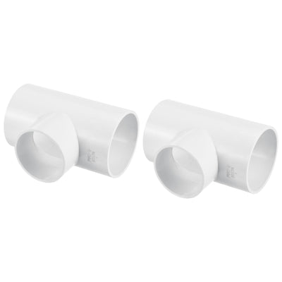 Harfington 3" x 2 1/2" 3 Way Tee Pipe Fittings UPVC, 2 Pack Joint Coupling Pipe, White