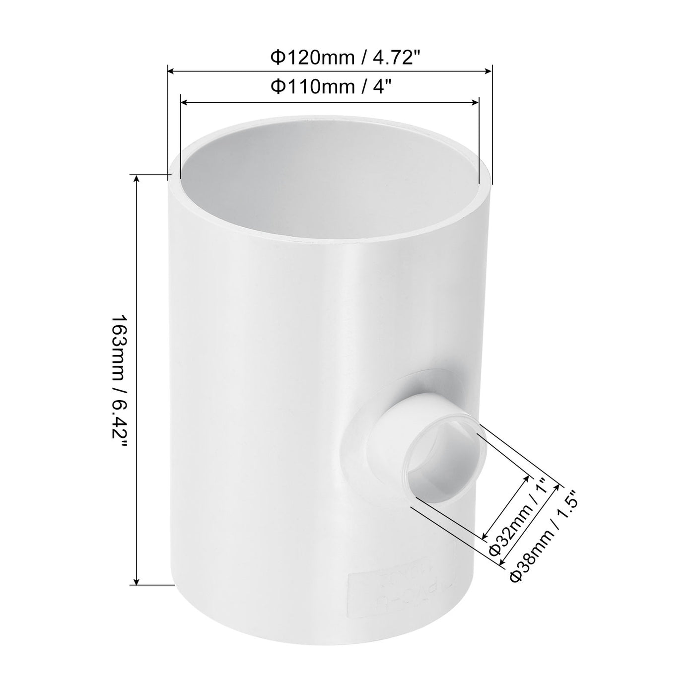 Harfington 4"x1" 3 Weg T-Stück Rohrverbinder UPVC Gelenk Kupplung Leitung Adapter für Leitung Anschluss Weiß