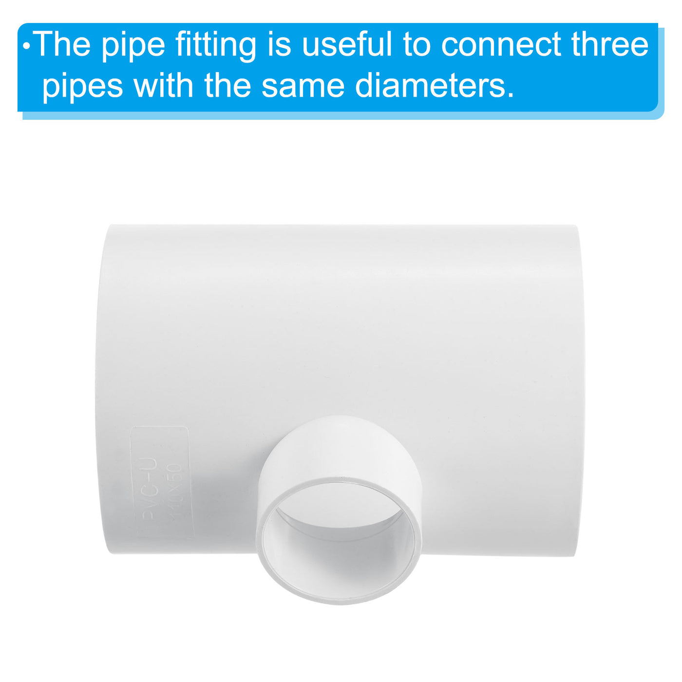 Harfington 4" x 1 1/2" 3 Way Tee Pipe Fittings UPVC, Joint Coupling Pipe Adapter, White