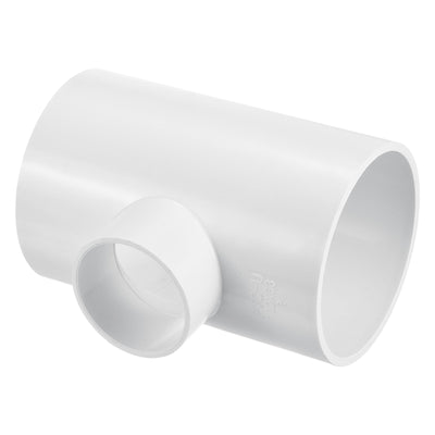 Harfington 4" x 2" 3 Way Tee Pipe Fittings UPVC, Joint Coupling Pipe Adapter, White