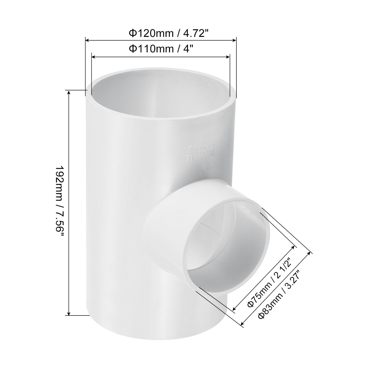 Harfington 4"x2 1/2" 3 Weg T-Stück Rohrverbinder UPVC Gelenk Kupplung Leitung Adapter für Leitung Anschluss Weiß