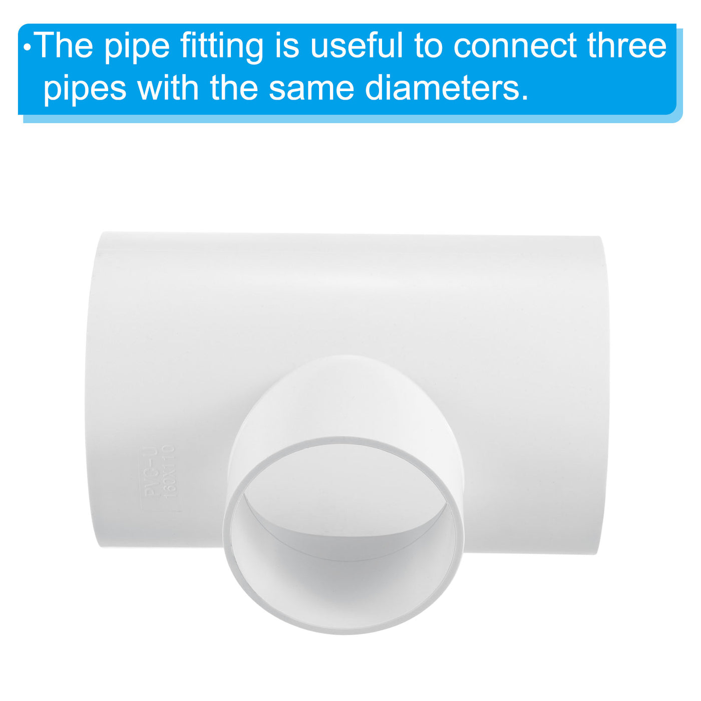 Harfington 6" x 4" 3 Way Tee Pipe Fittings UPVC, Joint Coupling Pipe Adapter, White