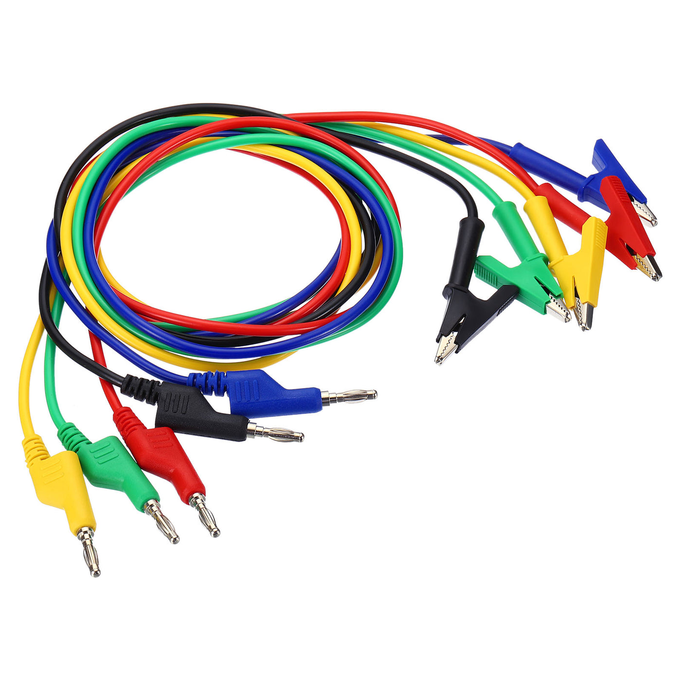 Harfington 4mm Banana Plug to Alligator Clip Test Leads, 5 Pcs Wire, Multicolor