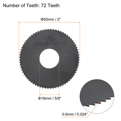 Harfington 2pcs 50mm x 16mm x 0.6mm 72 Teeth Nitride Coated Circular Saw Blades Cutters