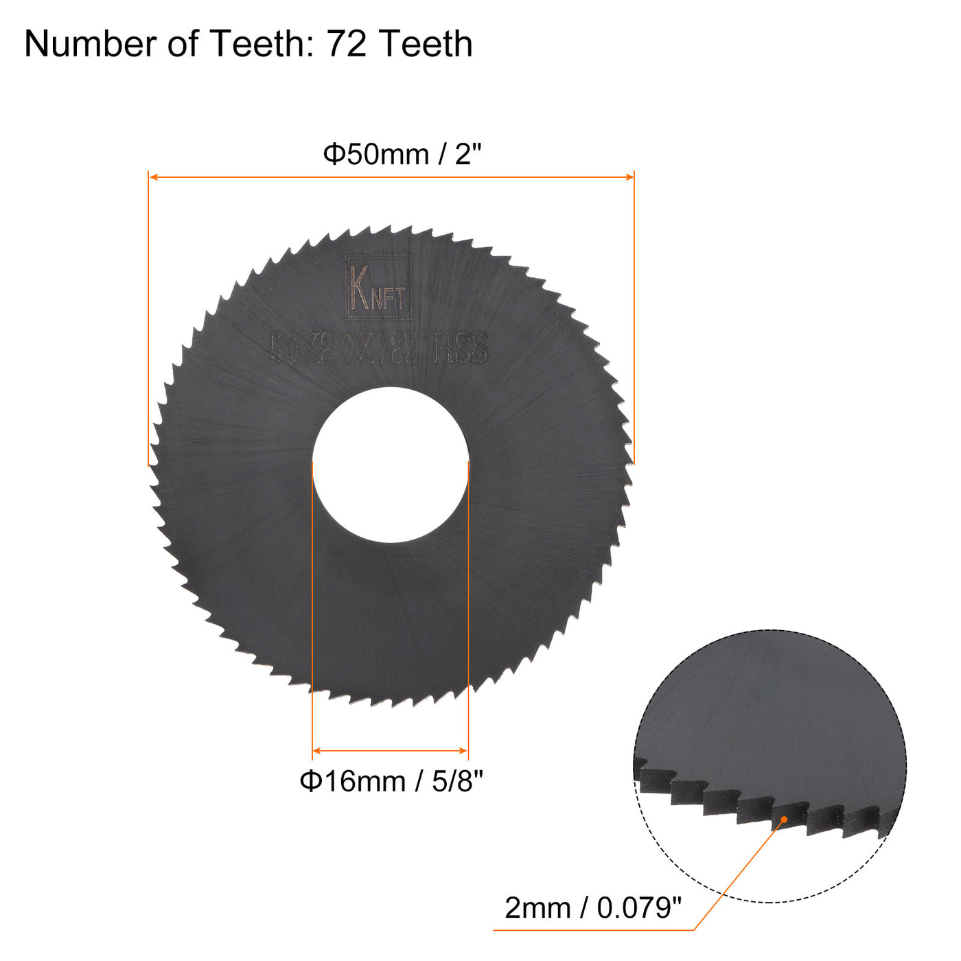 Harfington 50mm x 16mm x 2mm 72 Teeth Nitride Coated Circular Saw Blade Cutter