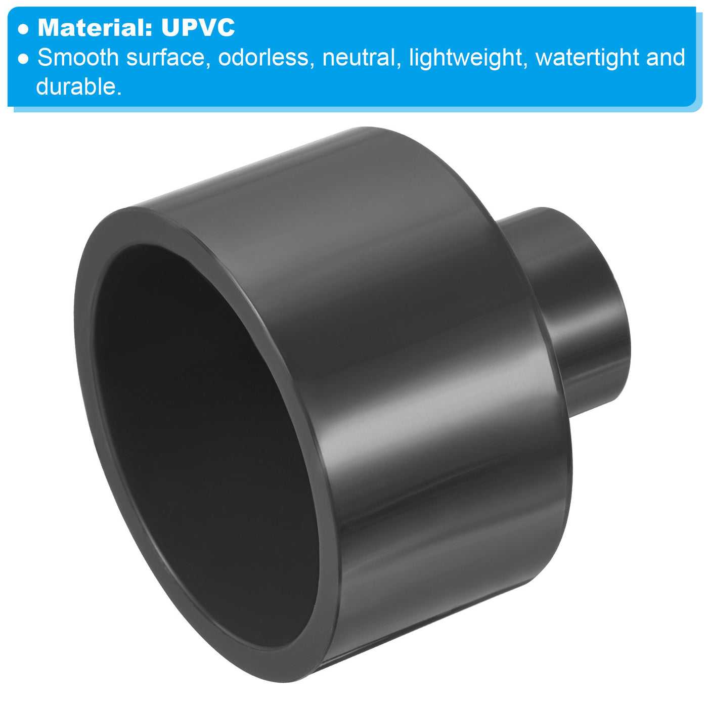 Harfington UPVC Reducer Pipe Fitting 2.5x1 Inch Socket, Straight Coupling Adapter Connector, Grey