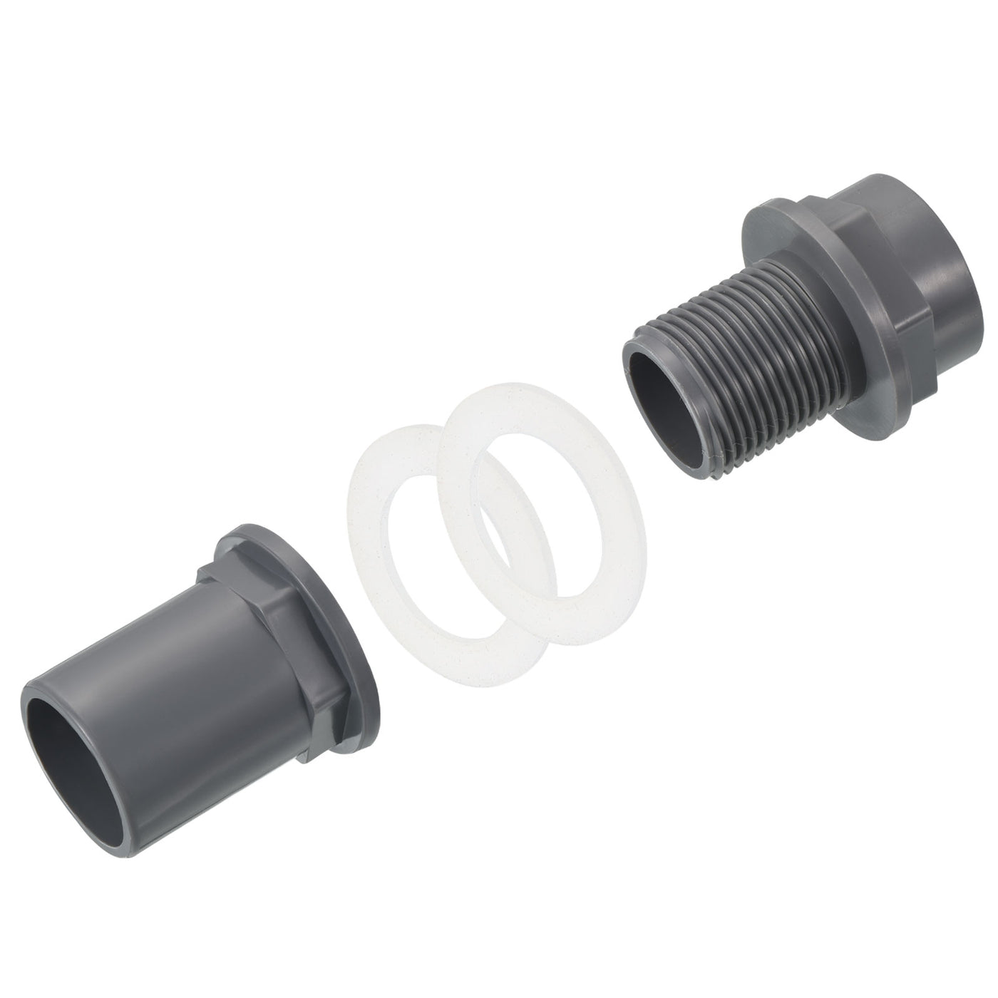 Harfington PVC Water Tank Pipe Fitting 1" ID DN25, Straight Tube Adapter Connector, Grey