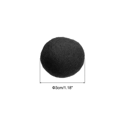 Harfington Wool Felt Balls Beads Woolen Fabric 3cm 30mm Black for Home Crafts 10Pcs