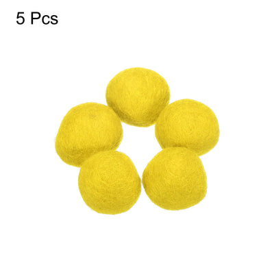 Harfington Wool Felt Balls Beads Woolen Fabric 3cm 30mm Yellow for Home Crafts 5Pcs