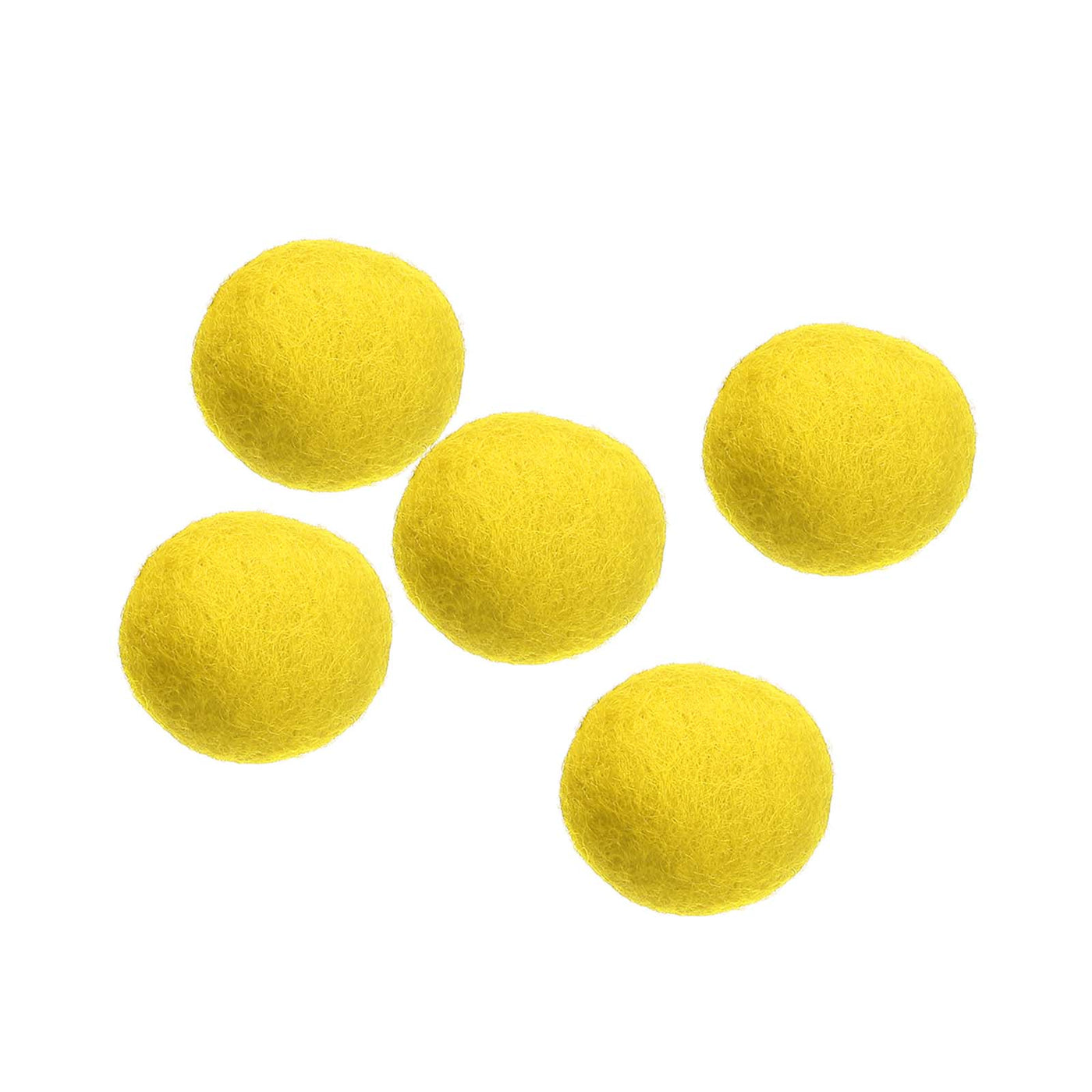 Harfington Wool Felt Balls Beads Woolen Fabric 3cm 30mm Yellow for Home Crafts 5Pcs