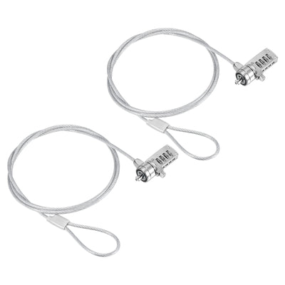 Harfington Laptop Cable Lock, 4 Ft Security Cable, 2 Pack 4 Digit Combination Computer Lock for PC Desktop Notebook, Silver