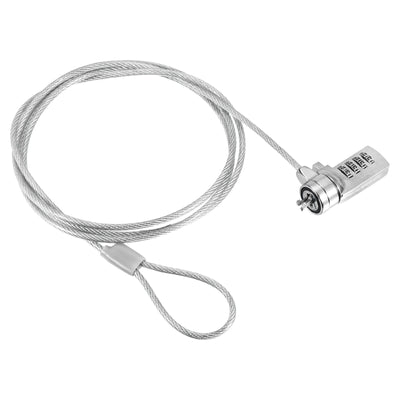 Harfington Laptop Cable Lock, 5 Ft Security Cable, 4 Digit Combination Computer Lock for PC Desktop Notebook, Silver