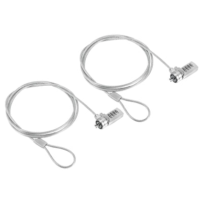 Harfington Laptop Cable Lock, 5 Ft Security Cable, 2 Pack 4 Digit Combination Computer Lock for PC Desktop Notebook, Silver