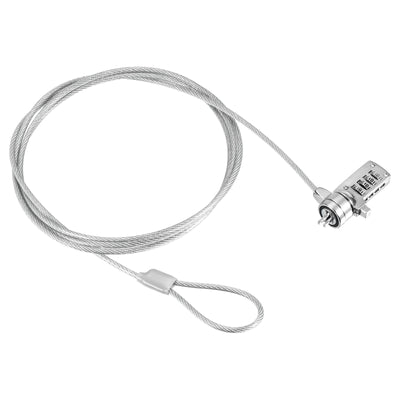 Harfington Laptop Cable Lock, 6 Ft Security Cable, 4 Digit Combination Computer Lock for PC Desktop Notebook, Silver