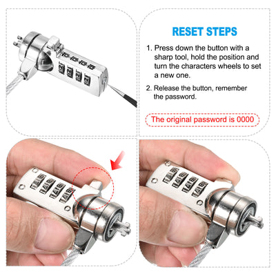 Harfington Laptop Cable Lock, 6 Ft Security Cable, 2 Pack 4 Digit Combination Computer Lock for PC Desktop Notebook, Silver