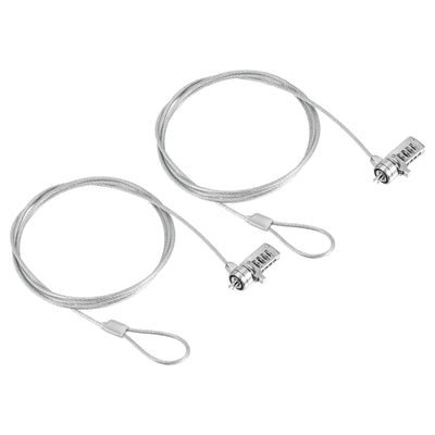 Harfington Laptop Cable Lock, 6 Ft Security Cable, 2 Pack 4 Digit Combination Computer Lock for PC Desktop Notebook, Silver