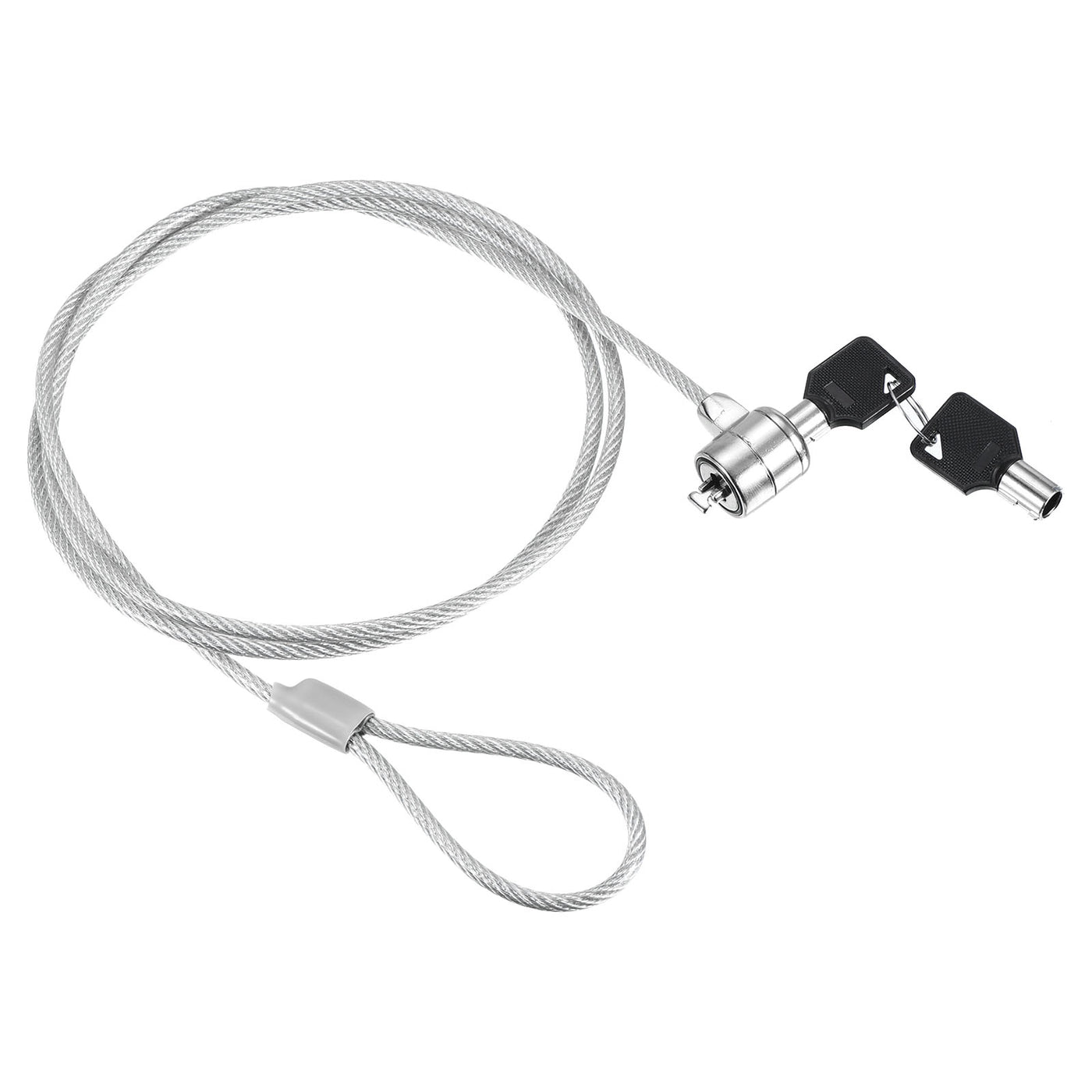 Harfington Laptop Cable Lock 4 Ft Security Cable, Hardware Anti Theft Lock with 2 Keys for Computer Monitors Notebook Other Devices, Silver