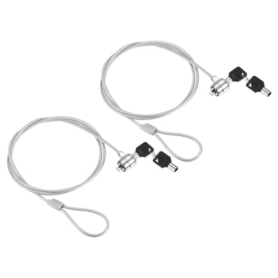 Harfington Laptop Cable Lock 4 Ft Security Cable, 2Pack Hardware Anti Theft Lock with 2 Keys for Computer Monitors Notebook Other Devices, Silver