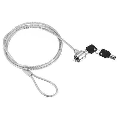 Harfington Laptop Cable Lock 5 Ft Security Cable, Hardware Anti Theft Lock with 2 Keys for Computer Monitors Notebook Other Devices, Silver