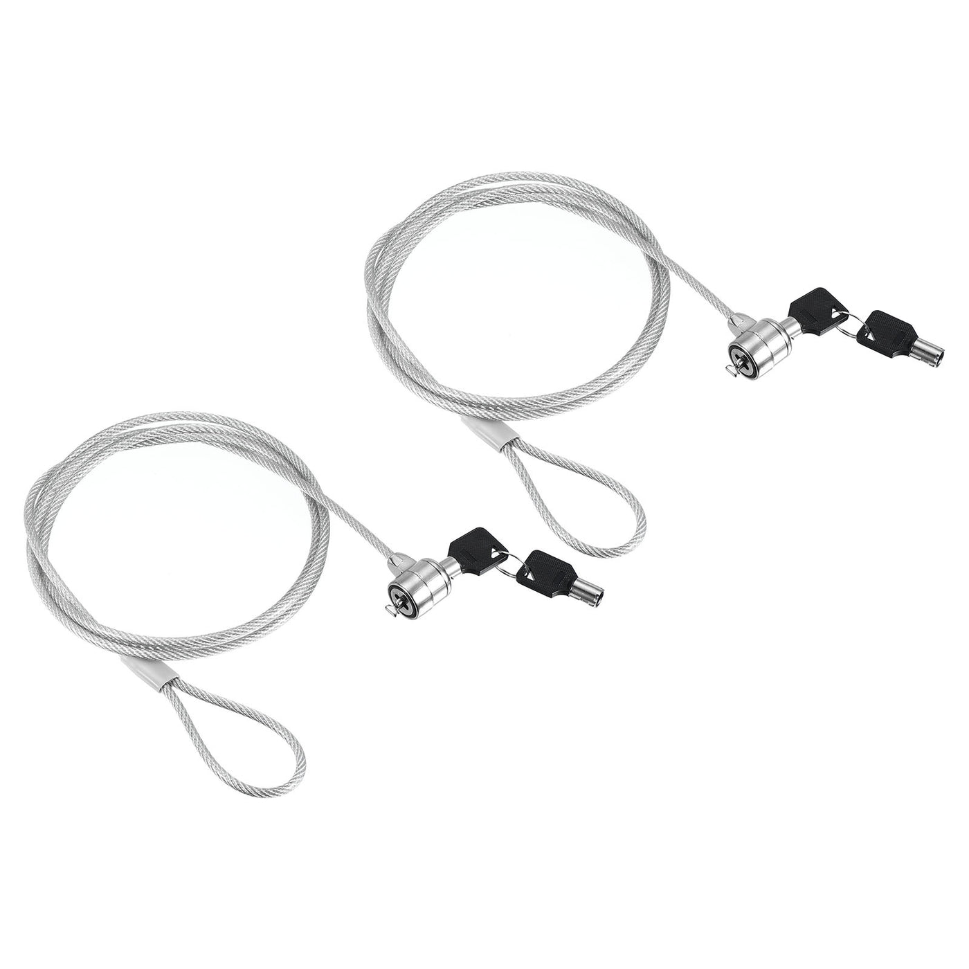 Harfington Laptop Cable Lock 5 Ft Security Cable, 2 Pack Hardware Anti Theft Lock with 2 Keys for Computer Monitors Notebook Other Devices, Silver