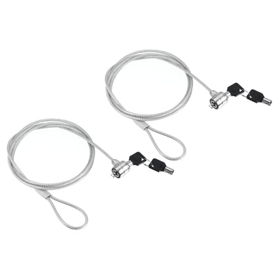 Harfington Laptop Cable Lock 5 Ft Security Cable, 2 Pack Hardware Anti Theft Lock with 2 Keys for Computer Monitors Notebook Other Devices, Silver