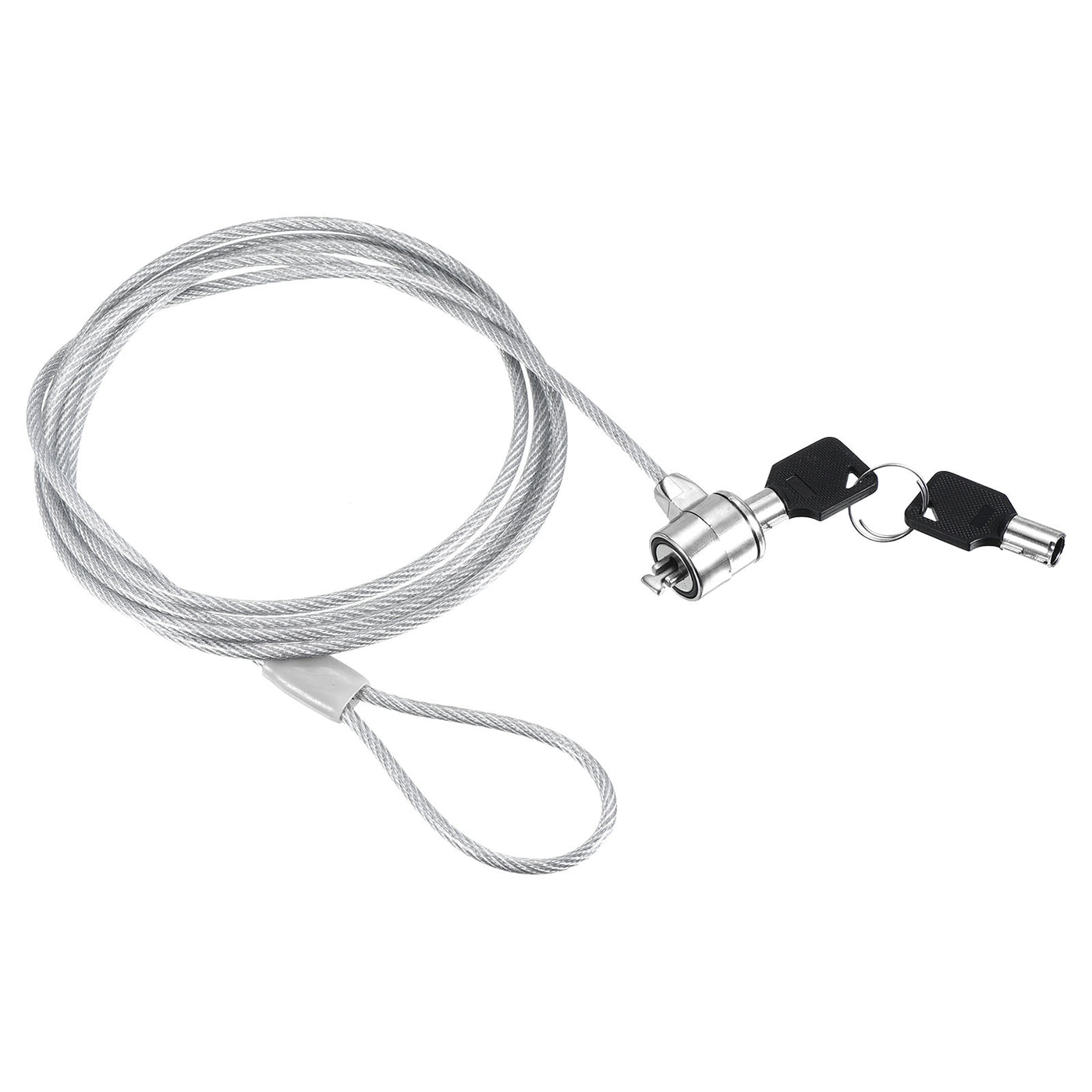 Harfington Laptop Cable Lock 6 Ft Security Cable, Hardware Anti Theft Lock with 2 Keys for Computer Monitors Notebook Other Devices, Silver