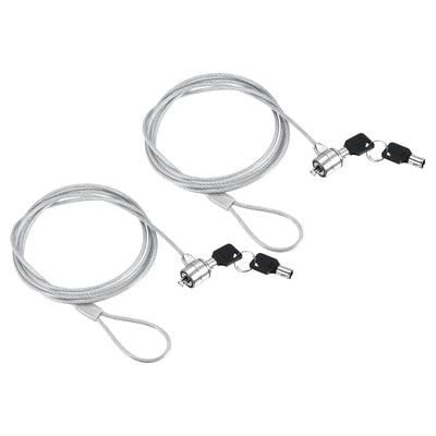 Harfington Laptop Cable Lock 6 Ft Security Cable, 2 Pack Hardware Anti Theft Lock with 2 Keys for Computer Monitors Notebook Other Devices, Silver