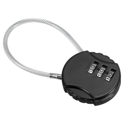 Harfington Small Combination Lock, 3 Digit Combination Padlock Luggage Lock with 4.7 Inch Wire for Backpacks Gym Locker Sports Locker, Black