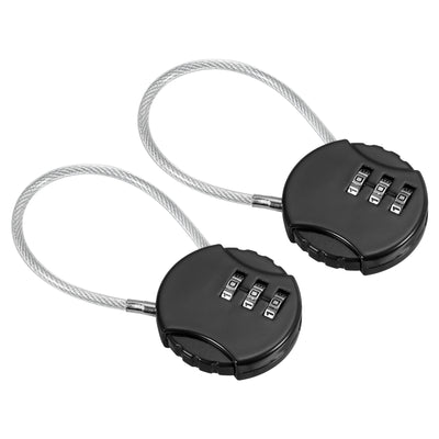 Harfington Small Combination Lock, 2 Pack 3 Digit Combination Padlock Luggage Lock with 4.7 Inch Wire for Backpacks Gym Locker Sports Locker, Black