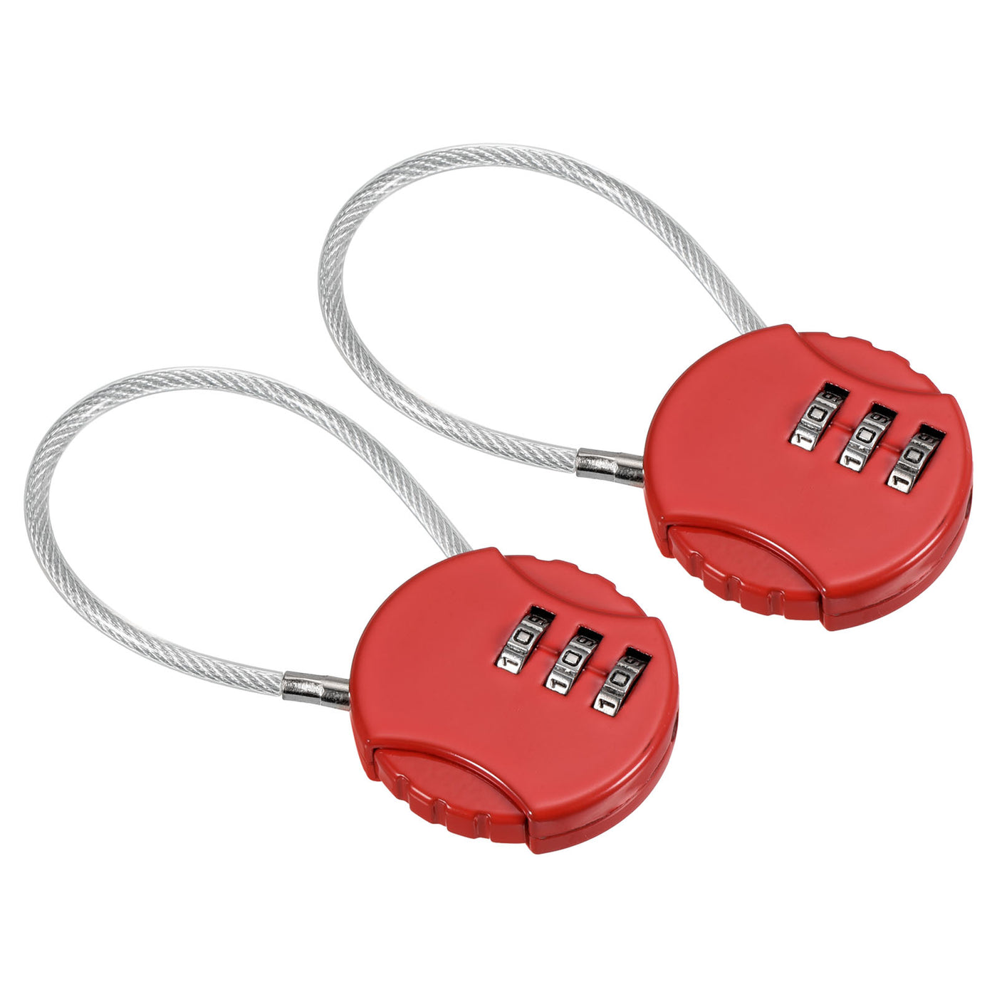 Harfington Small Combination Lock, 2 Pack 3 Digit Combination Padlock Luggage Lock with 4.7 Inch Wire for Backpacks Gym Locker Sports Locker, Red